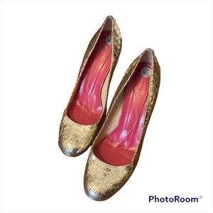 Kate Spade Snakeprint Gold Pump High Heels